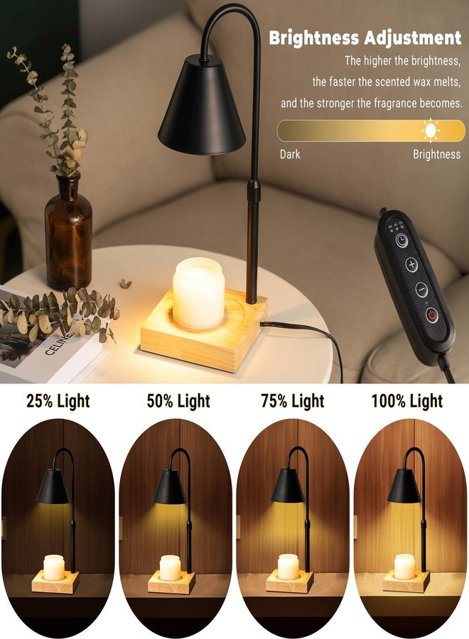 GODONLIF Black Dimmable Candle Warmer Lamp, Adjustable Height, Timer, Wooden Base, for Scented Wax with 2 Bulbs - Image 3